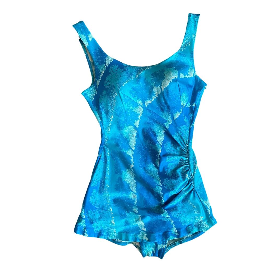 Vintage Sirena 60s Blue Swimsuit Molded Cups Bombshell Pin Up XS-S